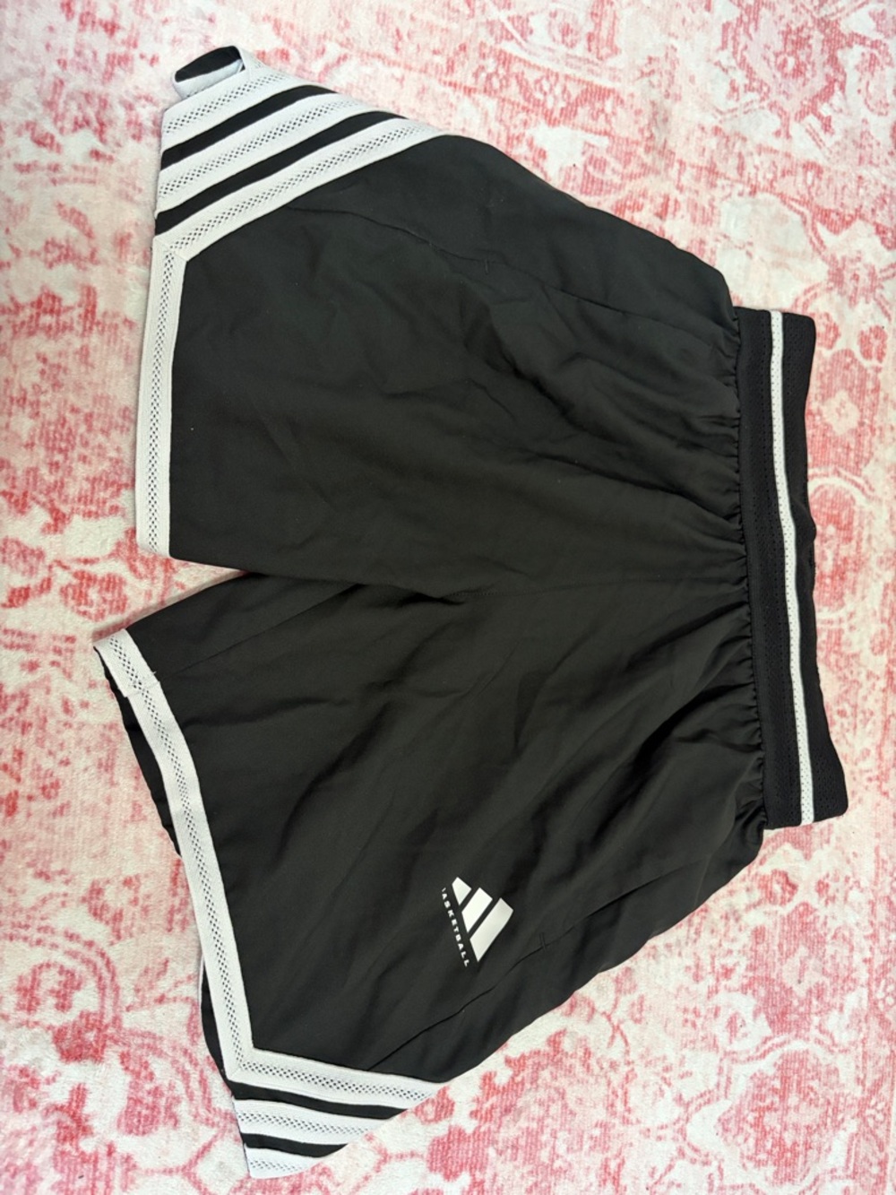 Adidas Black Women’s Basketball Shorts with White Stripe Accents with pockets